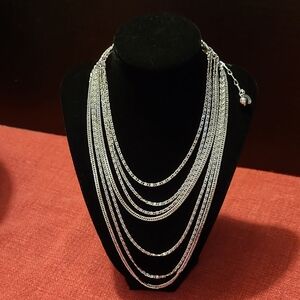 Elegant Silver Multi-Layer Necklace